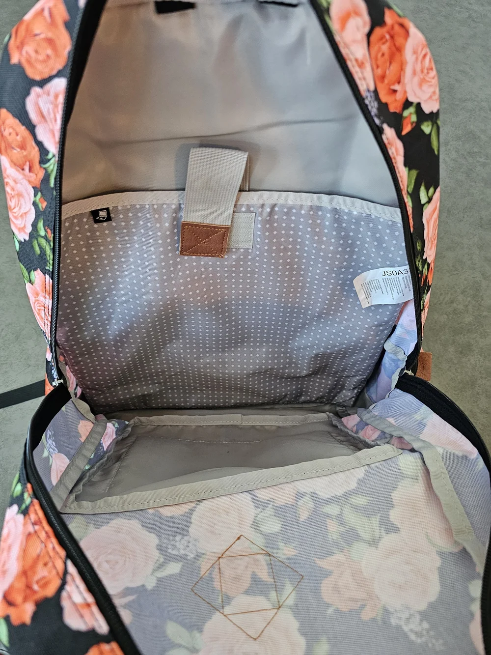 JANSPORT Floral Black & Pink Rose Backpack
